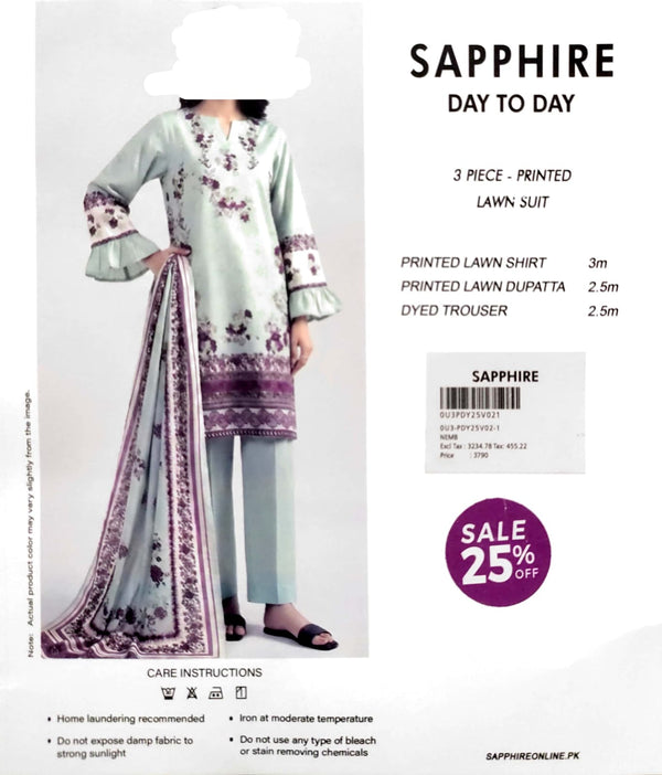 Sapphire Lawn 3-Piece Unstitched Suit – Everyday Elegance for Summer