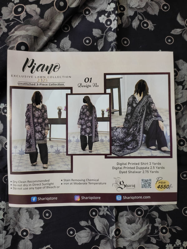 Piano by Shariq Textile Original Lawn Design No:2