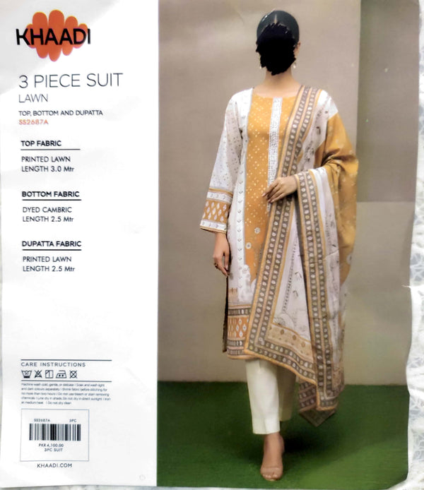 Khaadi Lawn 3-Piece Unstitched Suit – Everyday Elegance for Summer (SS2687A)
