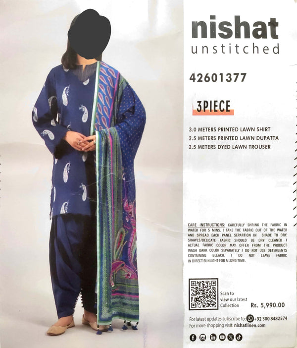 Nishat Lawn 3-Piece Unstitched Suit – Everyday Elegance for Summer (42601377)